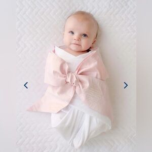 The Beaufort Bonnet Company Bow Swaddle- Southern Blush Silk- Initials- mPm- NWT